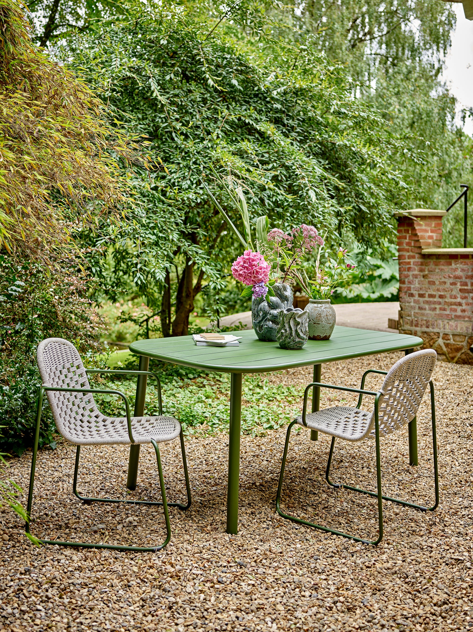 CALANA DINING TABLE, GREEN, METAL, 90 X 160 CM