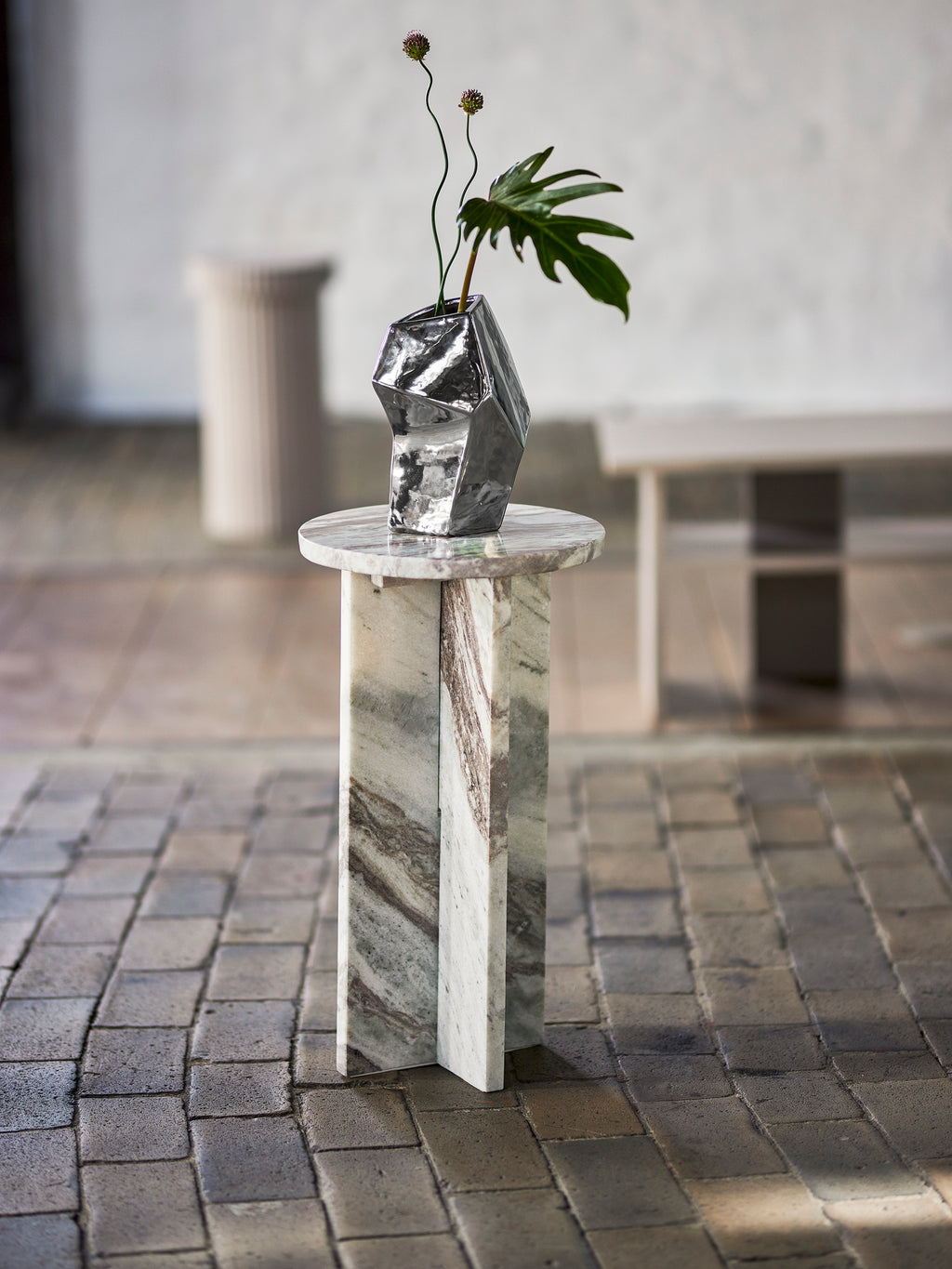 JASMIA SIDE TABLE, GREY, MARBLE Ø 30