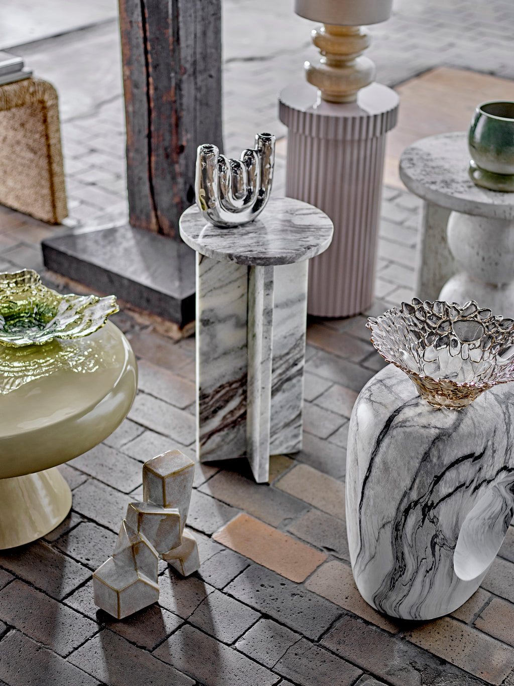 JASMIA SIDE TABLE, GREY, MARBLE Ø 30