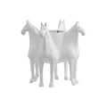 A white ROXA vase made of fiberglass, designed to resemble four horses standing together.