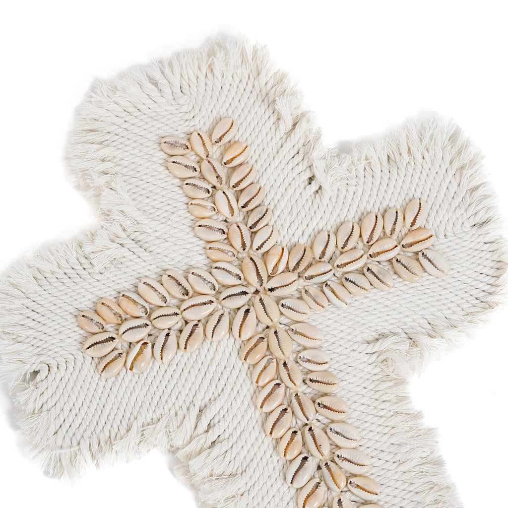 The Macrame Cross - White, H 30 cm