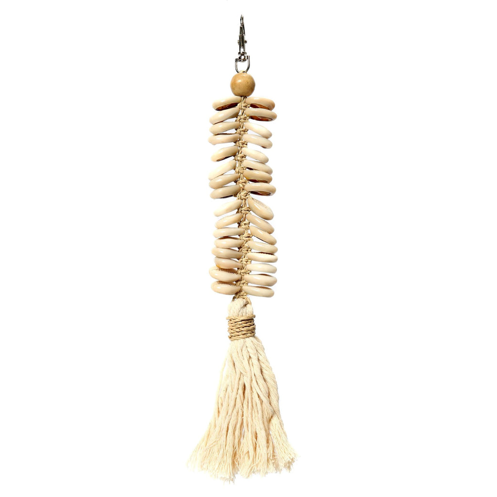 The Macrame Fishbone Keychain - Cream, H 25 cm