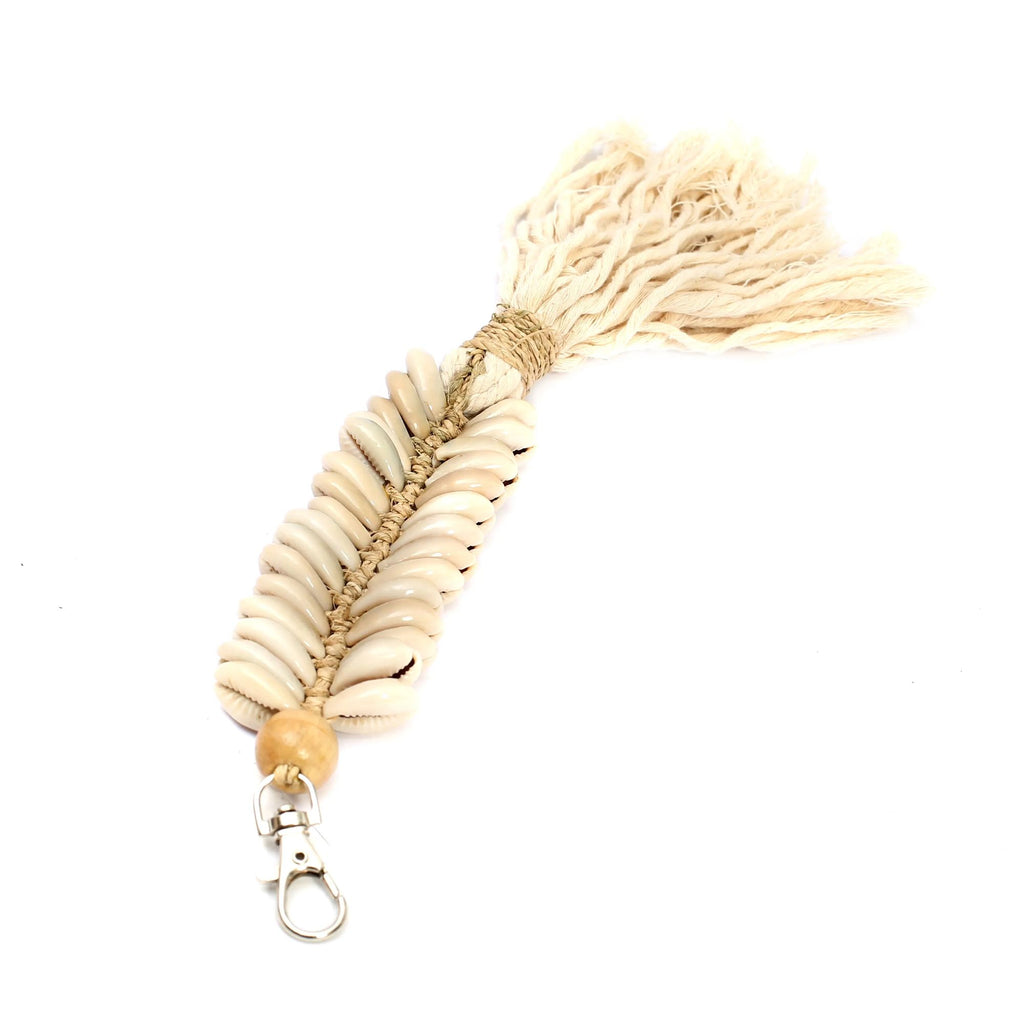 The Macrame Fishbone Keychain - Cream, H 25 cm