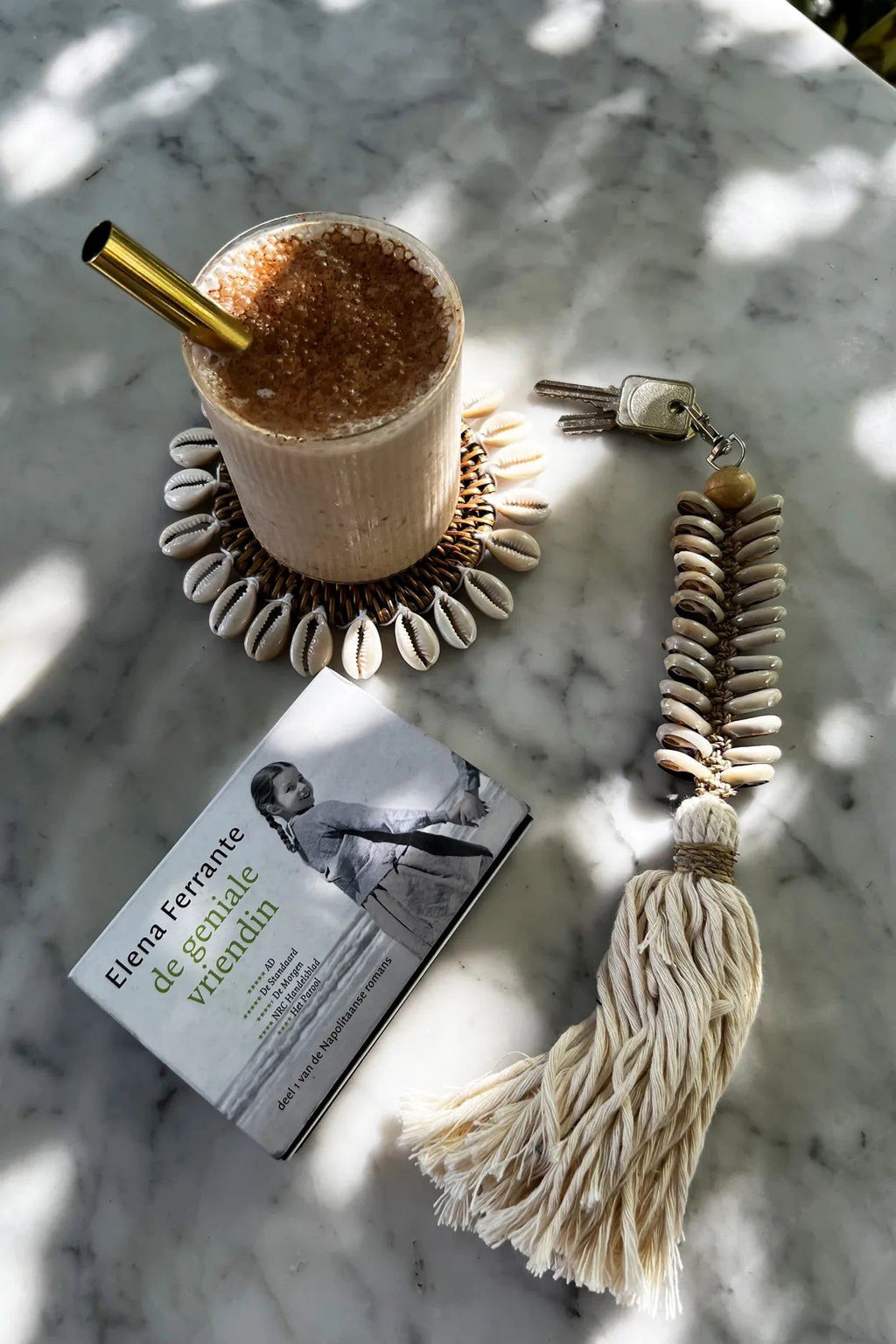 The Macrame Fishbone Keychain - Cream, H 25 cm