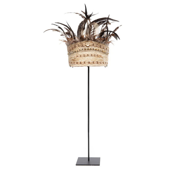 The Guinea Feather Hat on Stand - Natural Black, H 75 cm