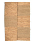A natural beige carpet with a textured weave made from seagrass.