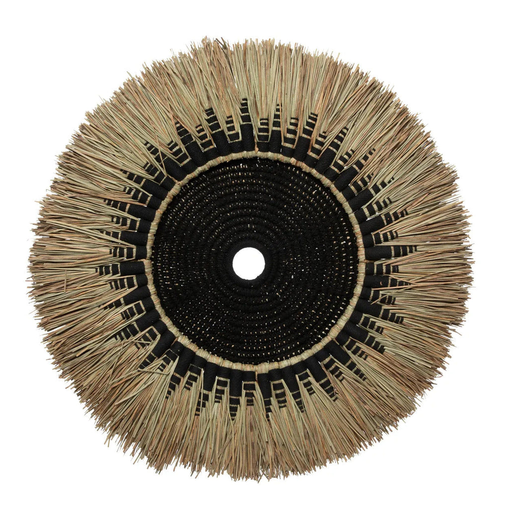 Raffia Macramé Wall Deco - Black Natural, Ø 60 cm