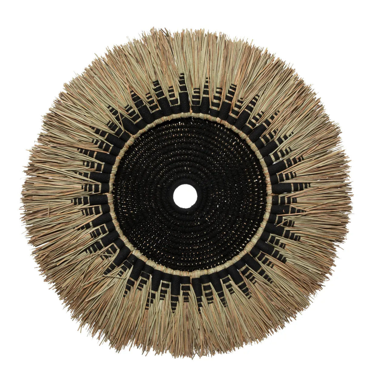 Raffia Macramé Wall Deco - Black Natural, Ø 60 cm