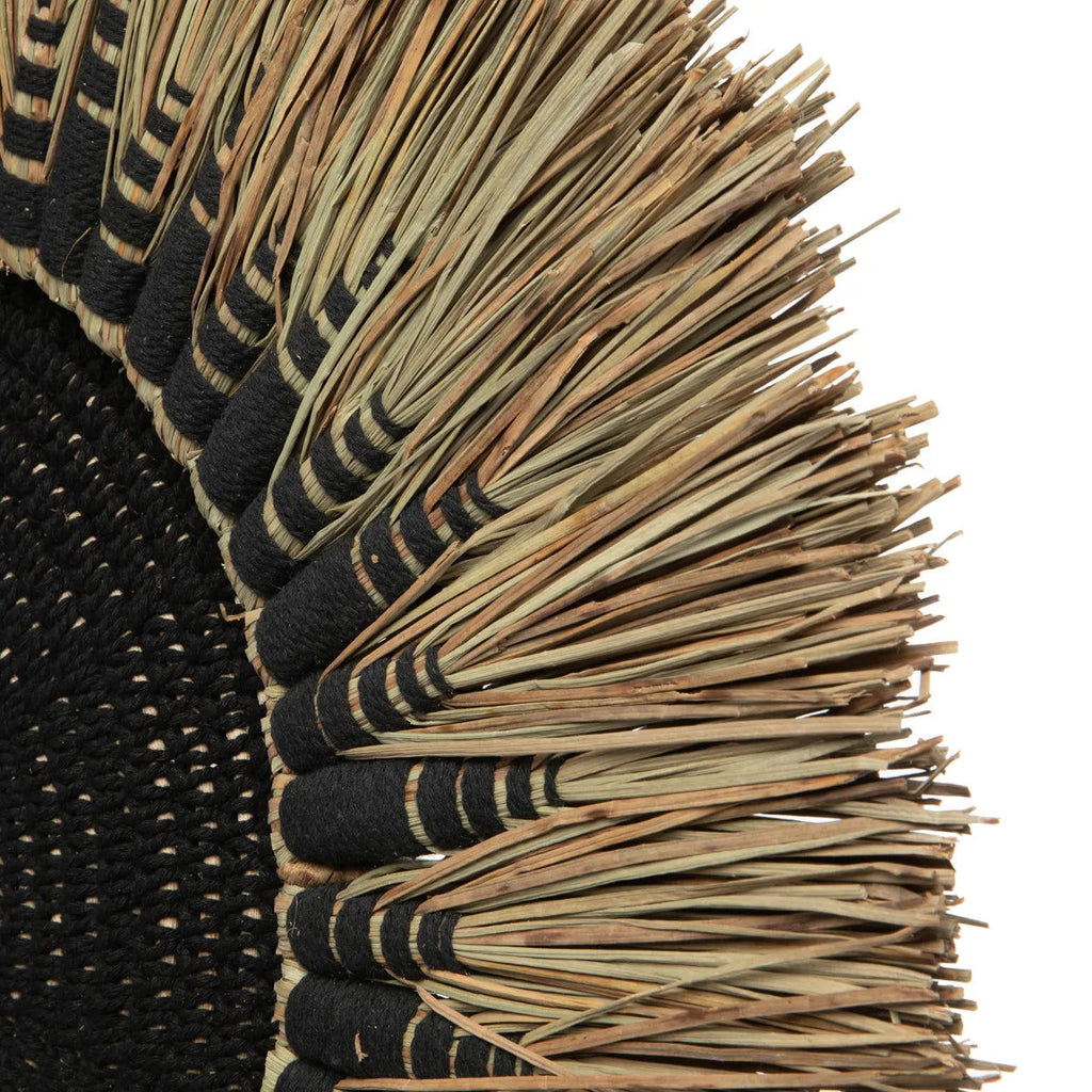 Raffia Macramé Wall Deco - Black Natural, Ø 60 cm