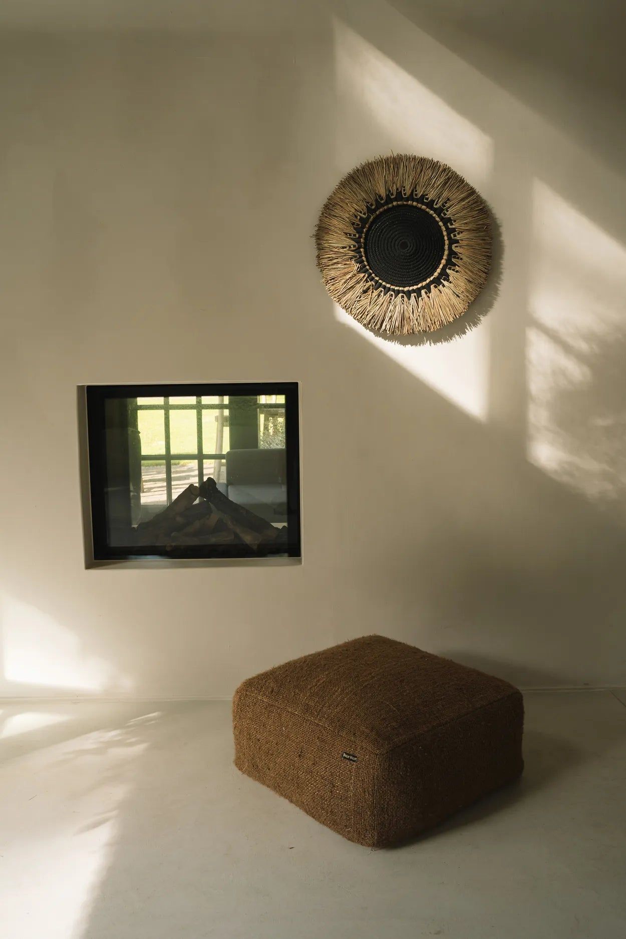 Raffia Macramé Wall Deco - Black Natural, Ø 60 cm