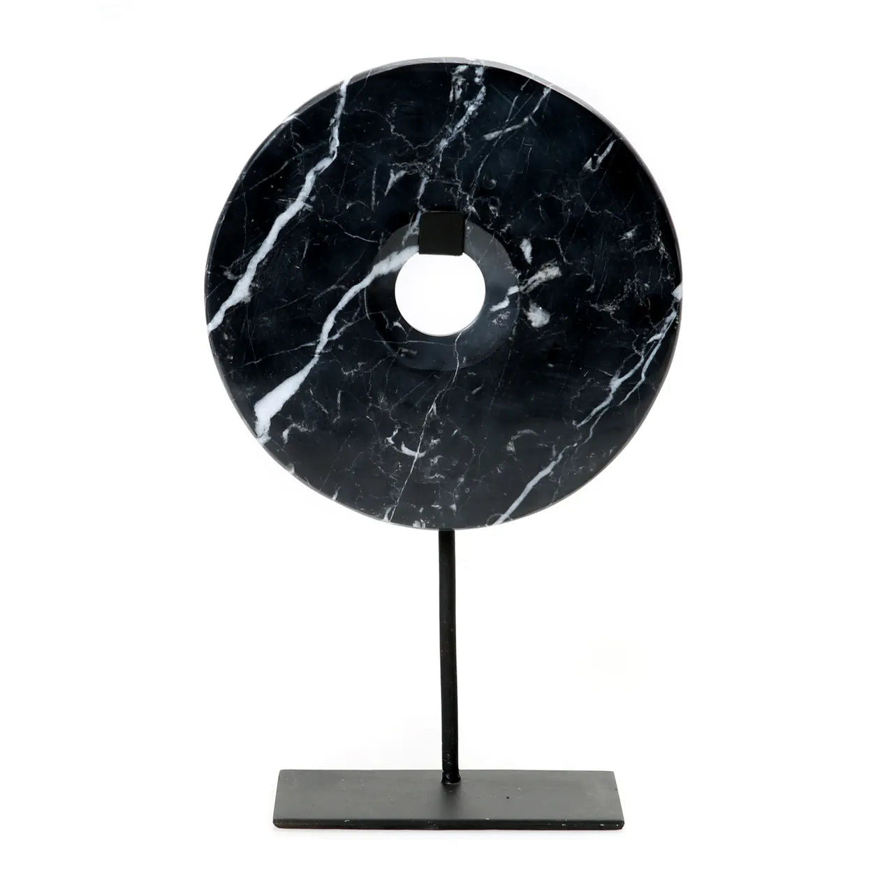 The Marble Disc on Stand - Black - Ø 25 cm