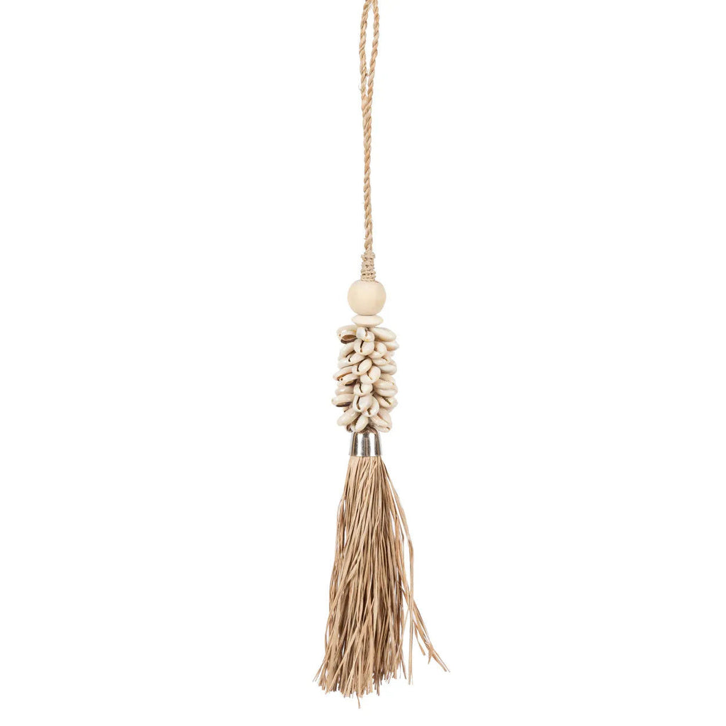 The Cowrie and Raffia Tassel - Natural, H 40 cm