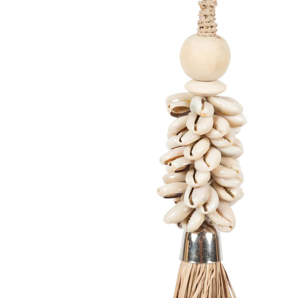 The Cowrie and Raffia Tassel - Natural, H 40 cm