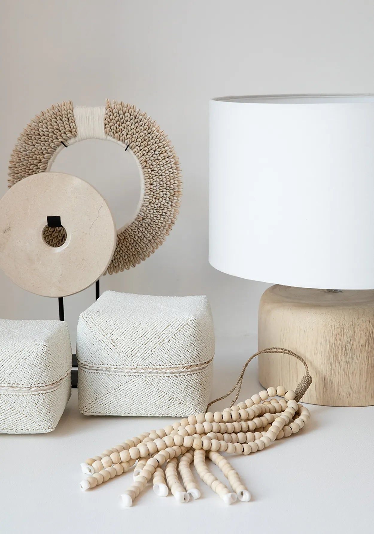 The Wooden Beads Tassel - Natural, H 60 cm