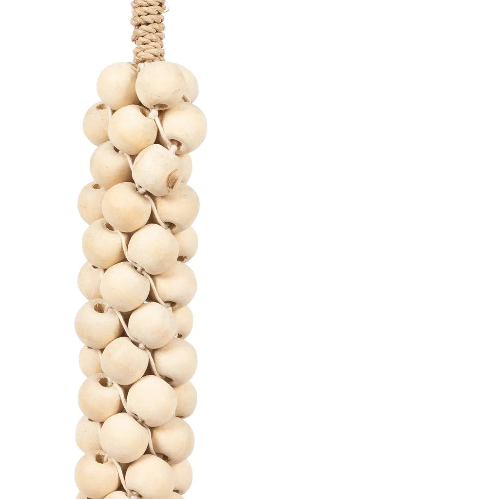 The Wooden Beads with Cotton Tassel - Natural White, H 80 cm