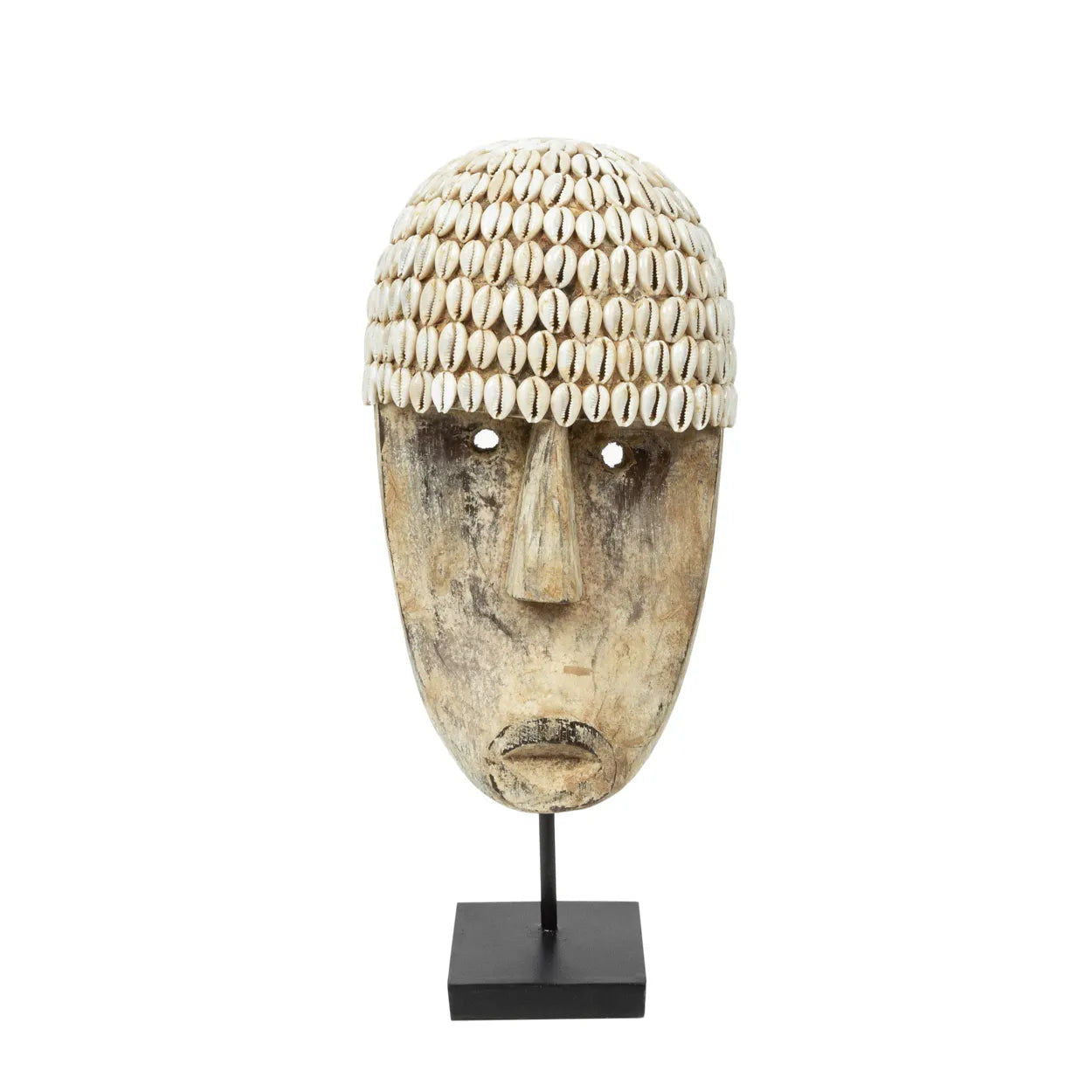 The Cowrie Mask on Stand - H 40 cm
