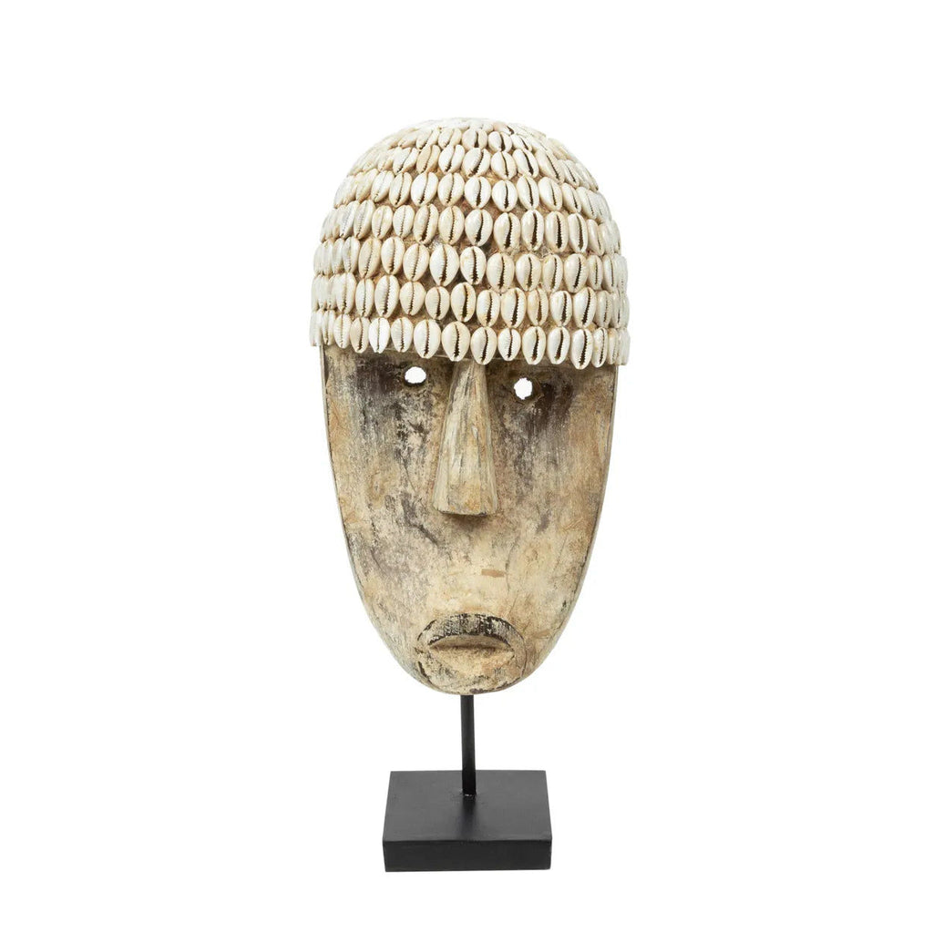 The Cowrie Mask on Stand - H 40 cm