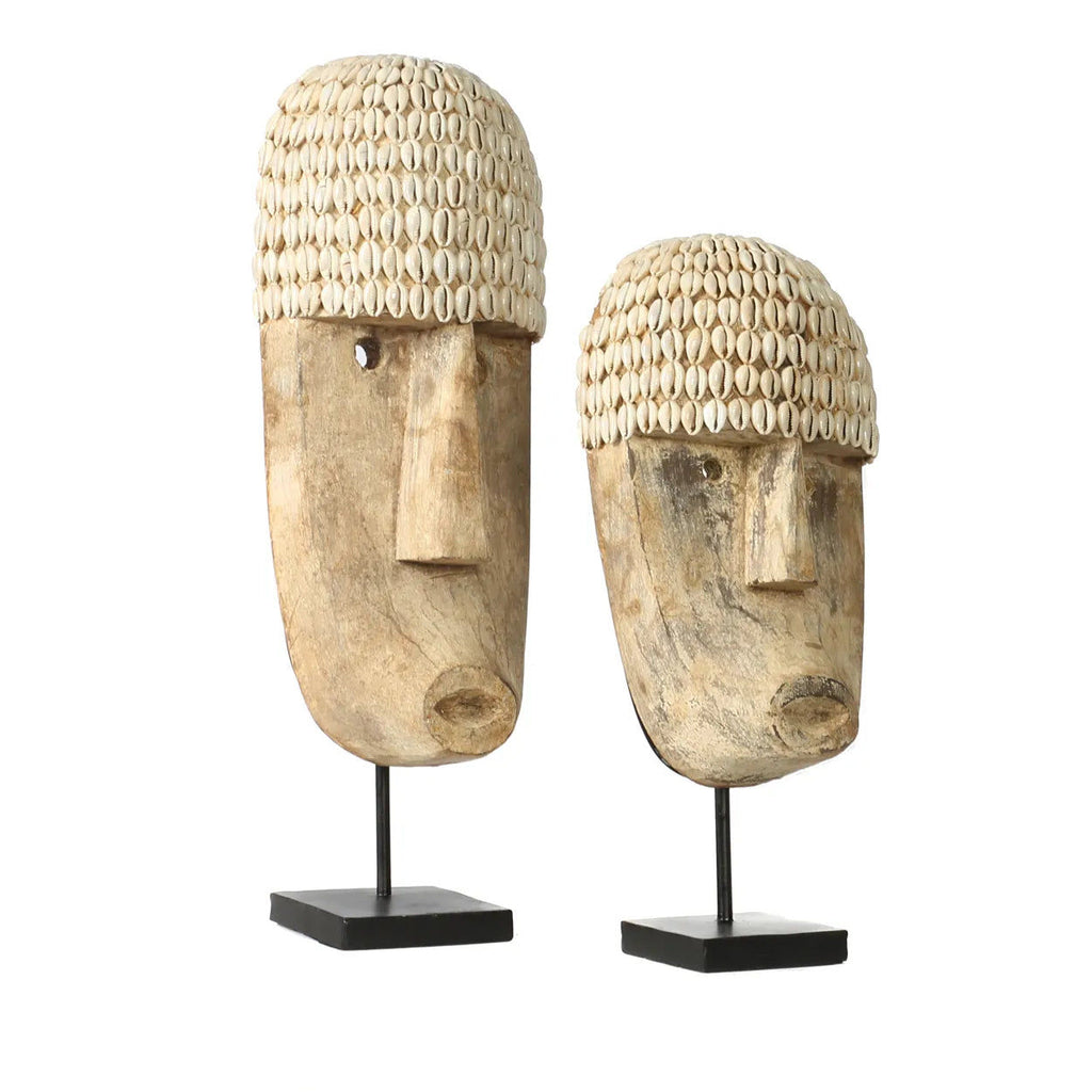 The Cowrie Mask on Stand - H 40 cm