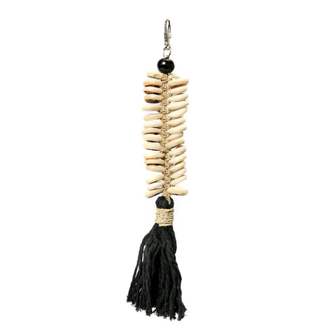 The Macrame Fishbone Keychain - Black, H 25 cm