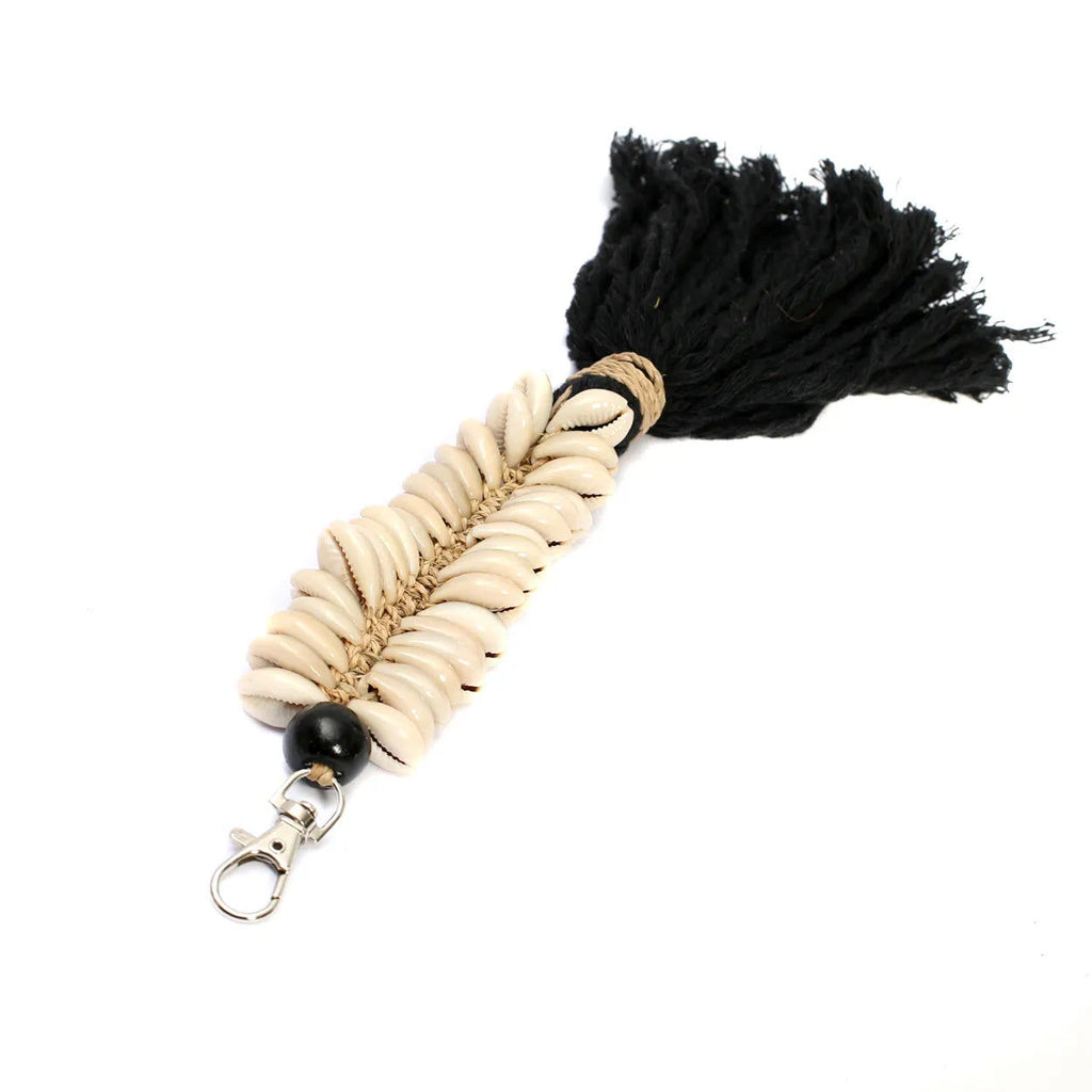 The Macrame Fishbone Keychain - Black, H 25 cm