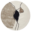 Abstract Round Wool Rug, Ivory, Ø240 cm
