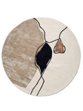 Abstract Round Wool Rug, Ivory