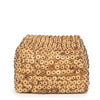 Beaded clutch bag with a white background