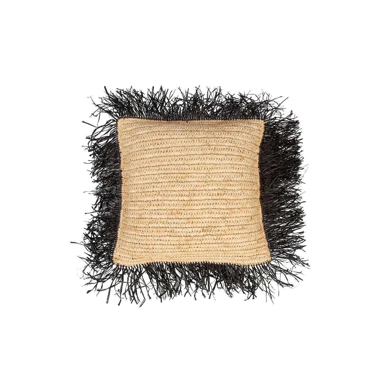 Raffia Cushion Cover Square - Natural Black - 40x40