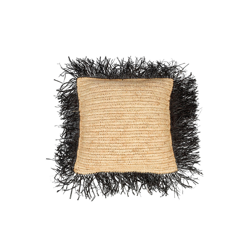 Raffia Cushion Cover Square - Natural Black - 40x40