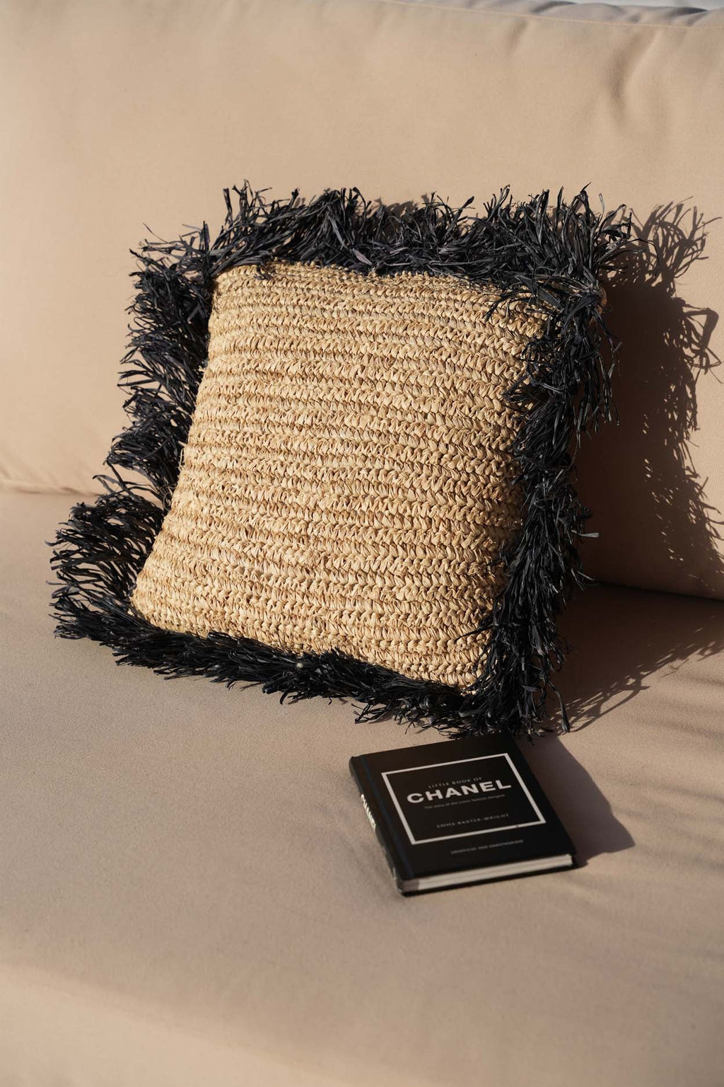 Raffia Cushion Cover Square - Natural Black - 40x40