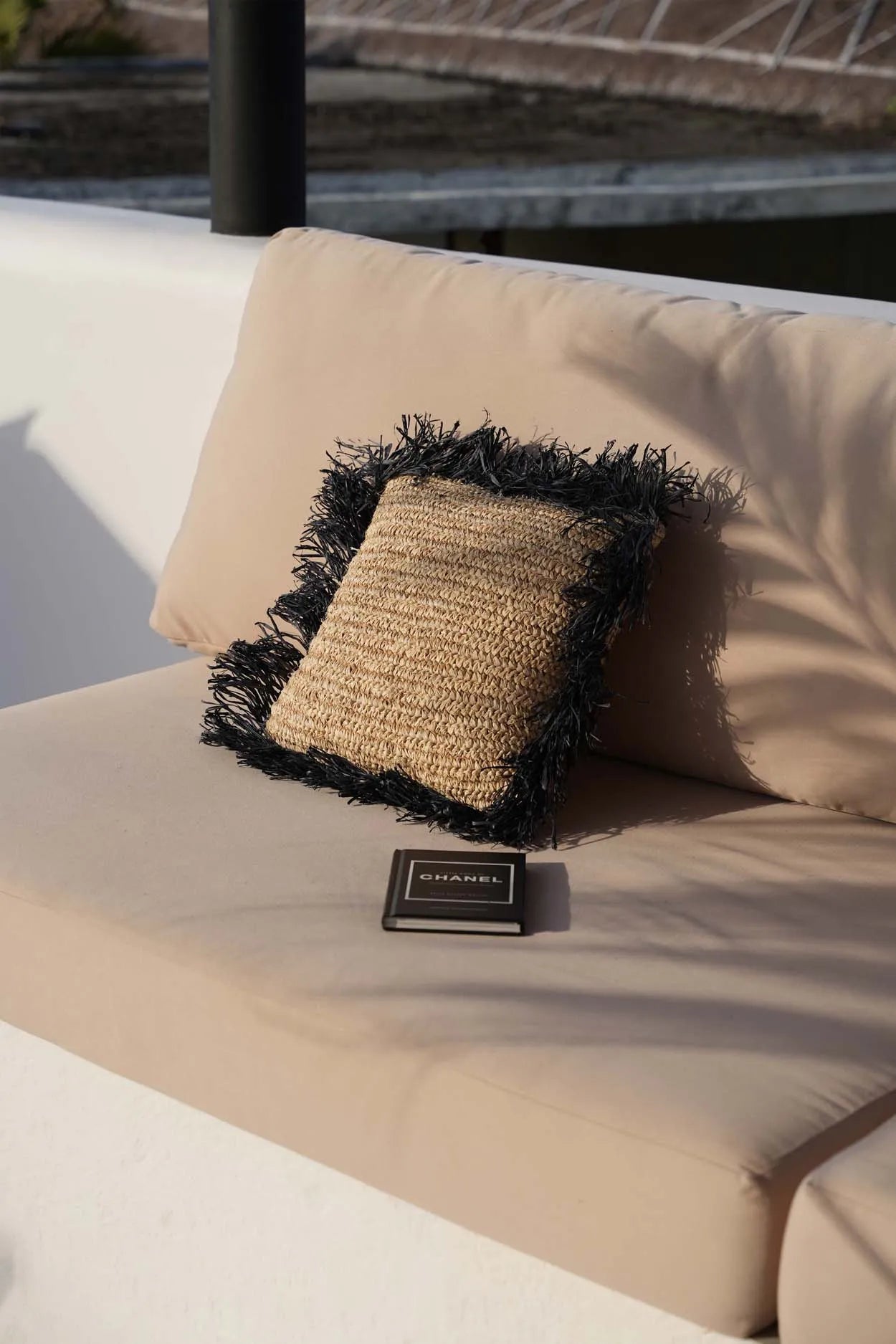 Raffia Cushion Cover Square - Natural Black - 40x40