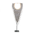 THE TRIBAL BEADED NECKLACE ON STAND - BLACK WHITE, H 71 CM