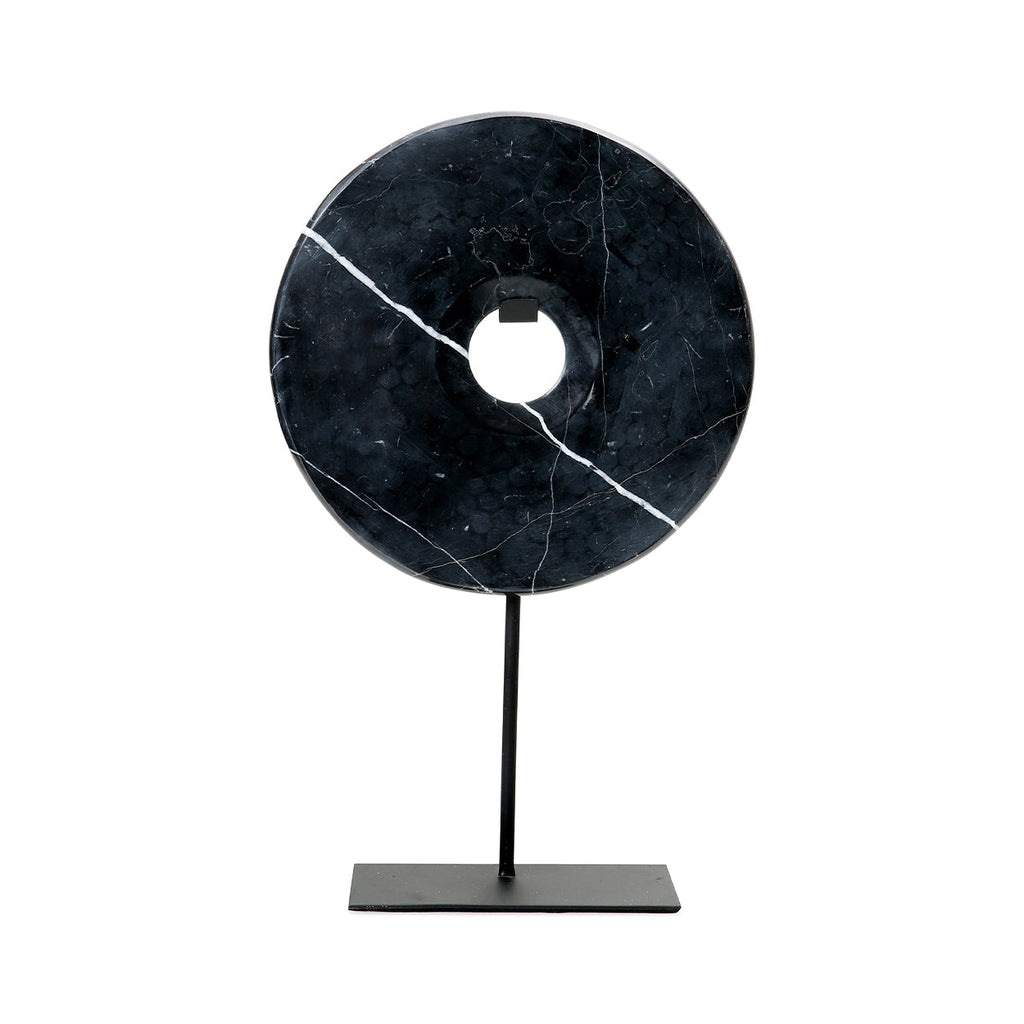 The Marble Disc on Stand - Black - Ø 25 cm