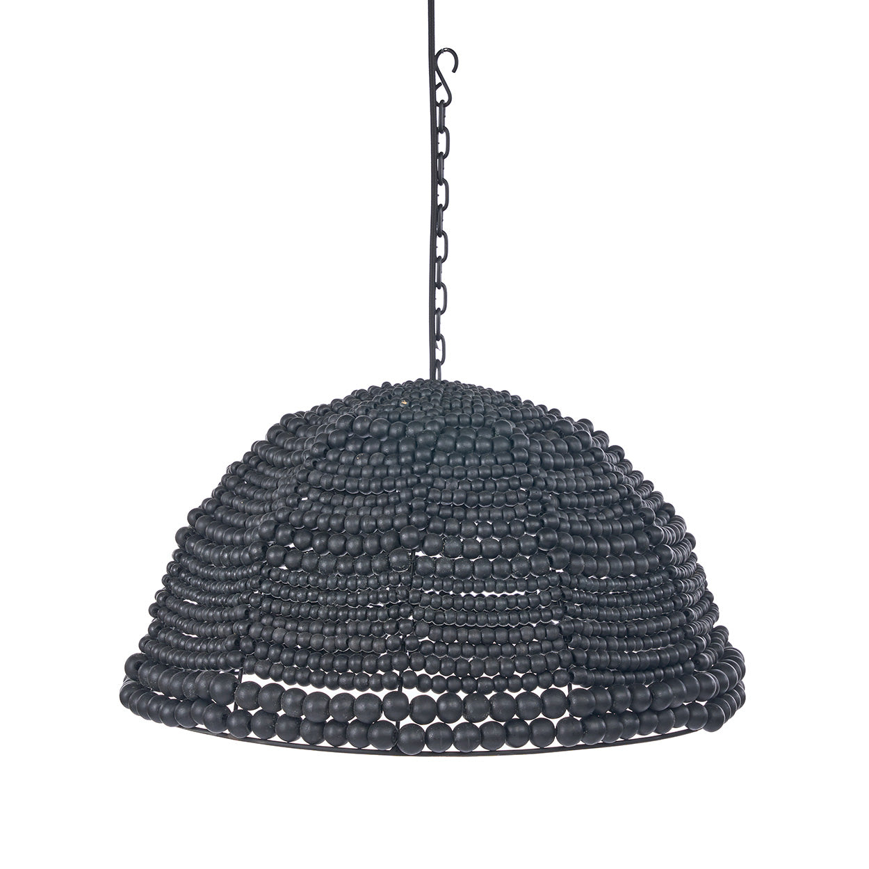 The Wooden Bead Dome Pendant - Black, 48 x 48, H 27 CM
