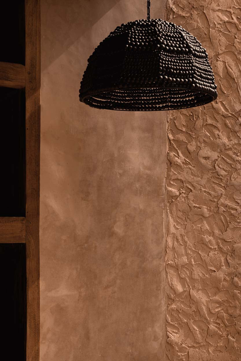 The Wooden Bead Dome Pendant - Black, 48 x 48, H 27 CM
