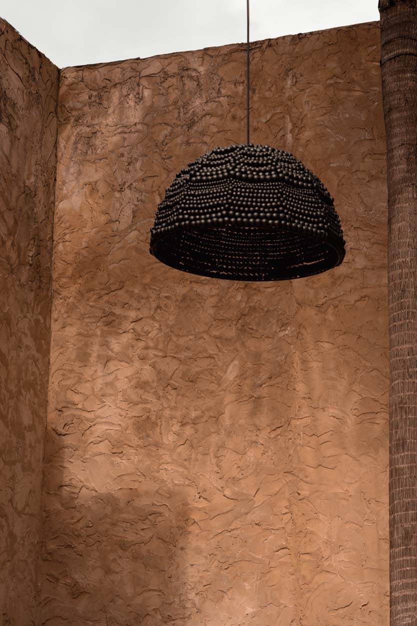 The Wooden Bead Dome Pendant - Black, 48 x 48, H 27 CM