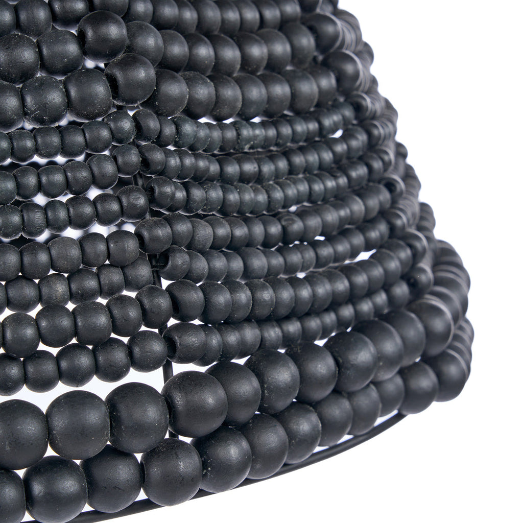 The Wooden Bead Dome Pendant - Black, 48 x 48, H 27 CM