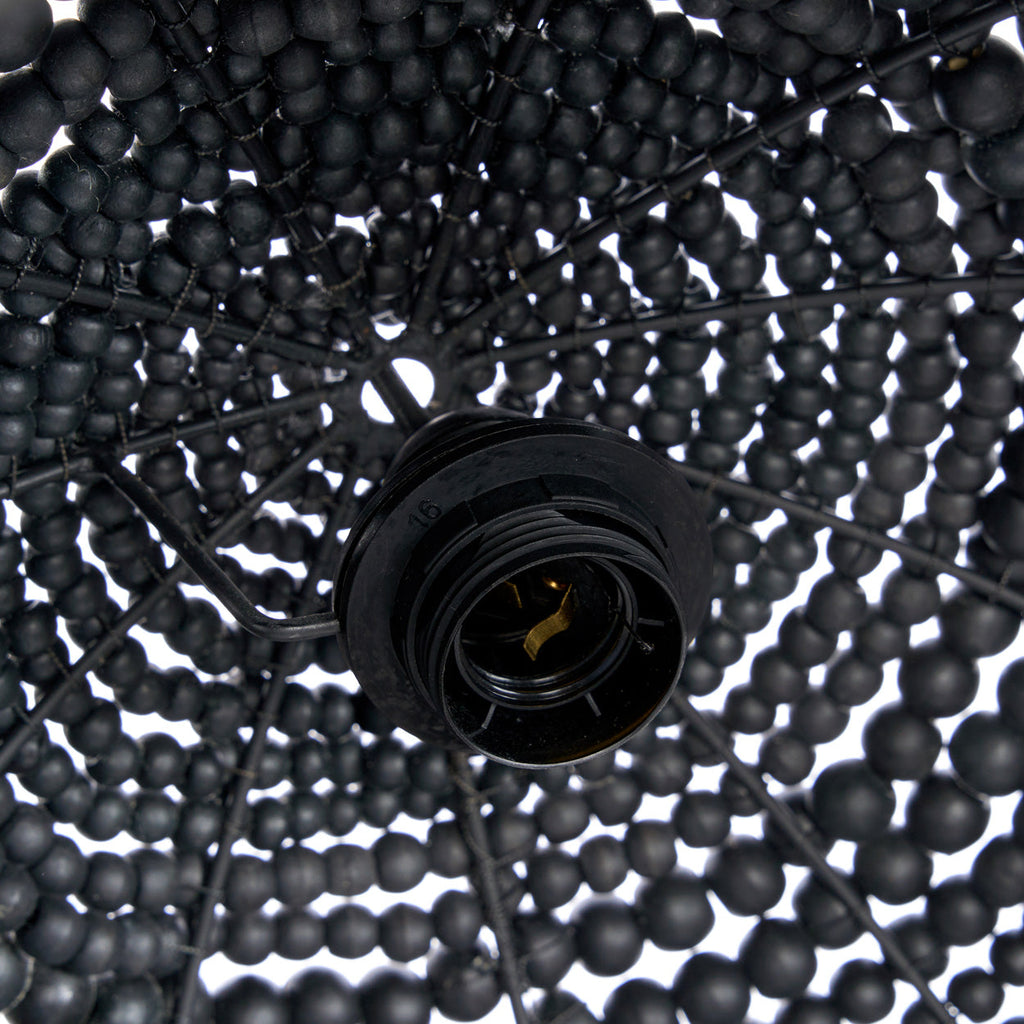 The Wooden Bead Dome Pendant - Black, 48 x 48, H 27 CM