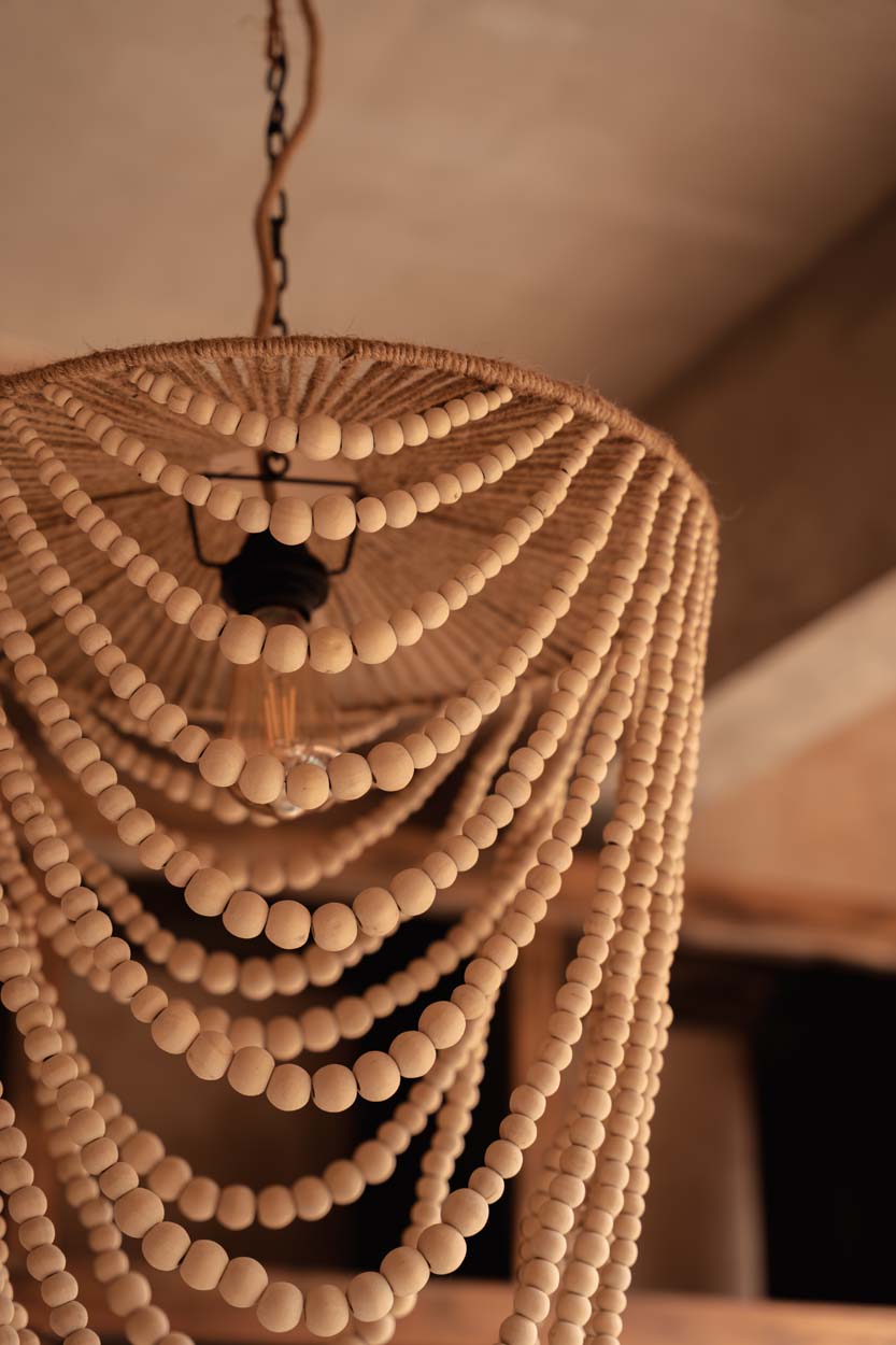 The Wooden Bead Chandelier - Natural - 47 x 47, H 80 CM