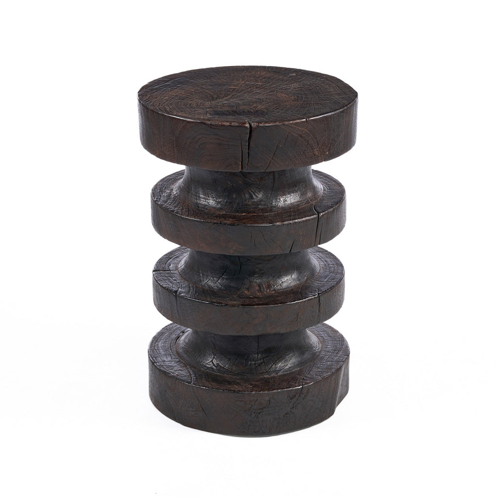 The Mocha Rings Side Table - Dark Walnut, D 40 CM