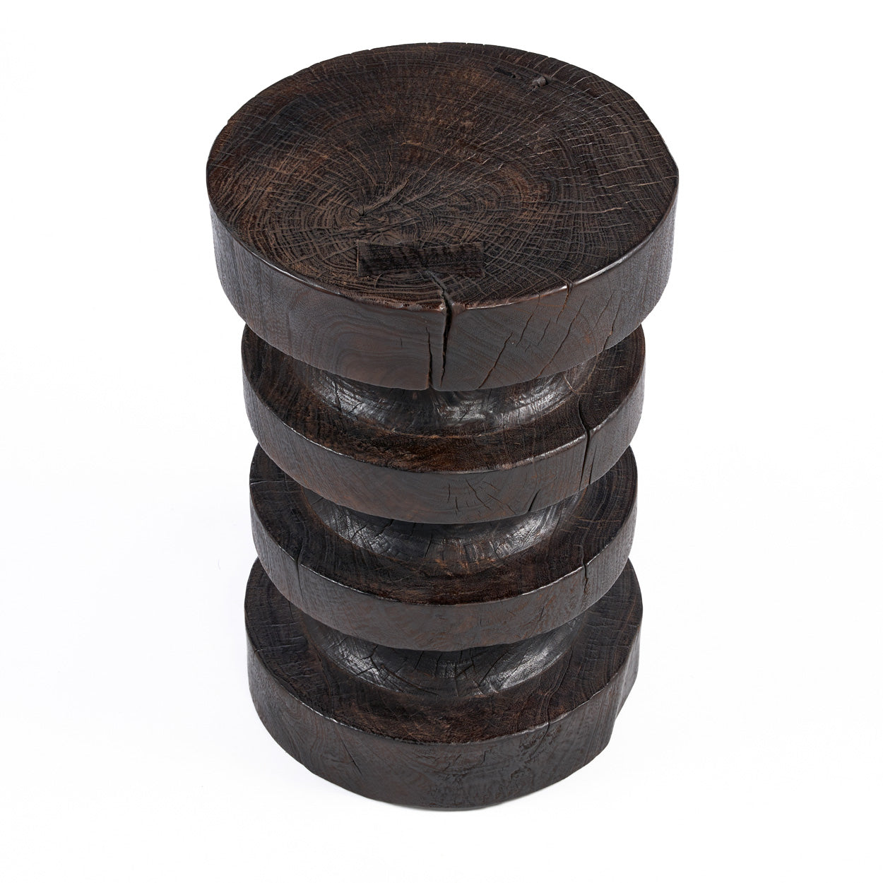 The Mocha Rings Side Table - Dark Walnut, D 40 CM