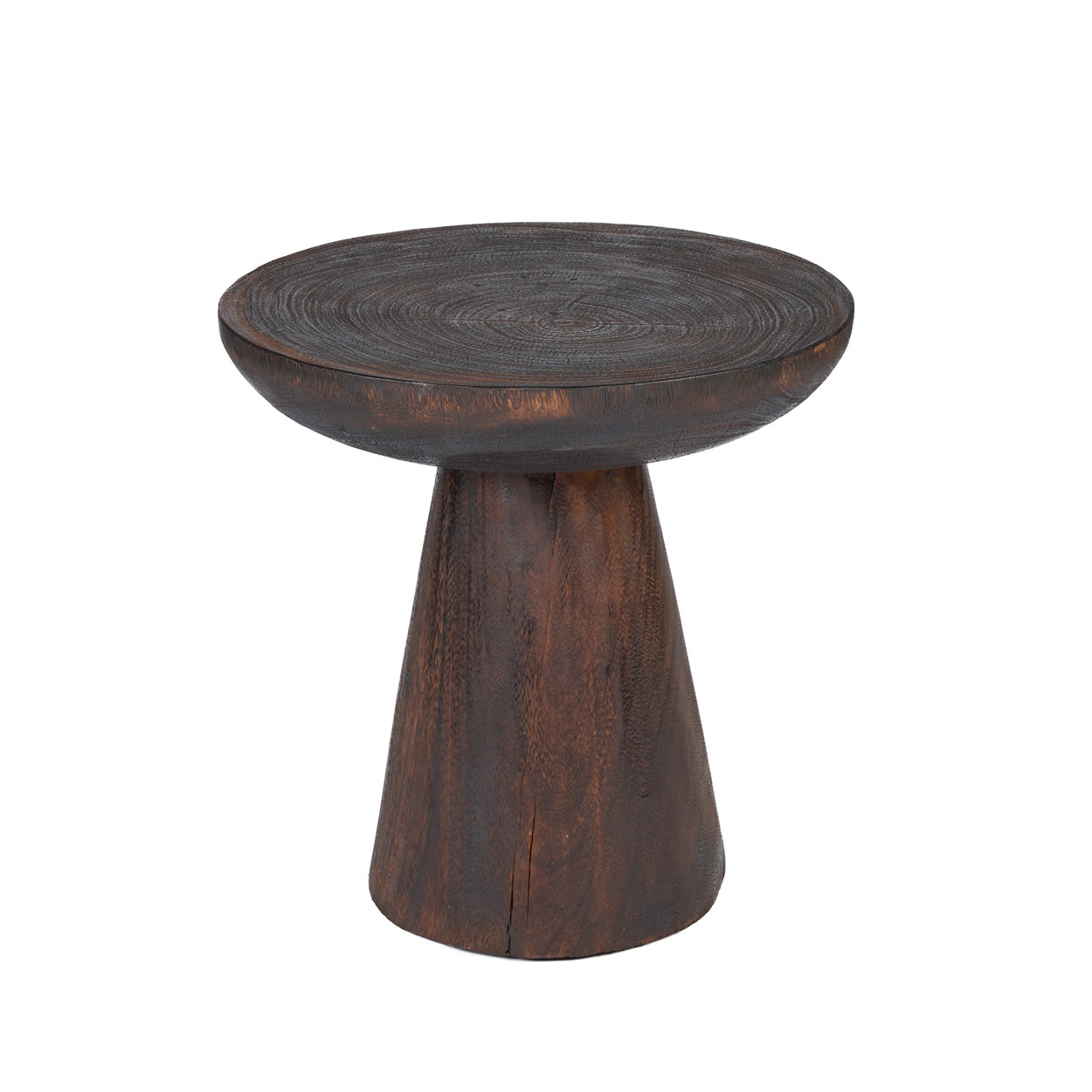 The Cone Alone Side Table - Dark Walnut, D 50 CM