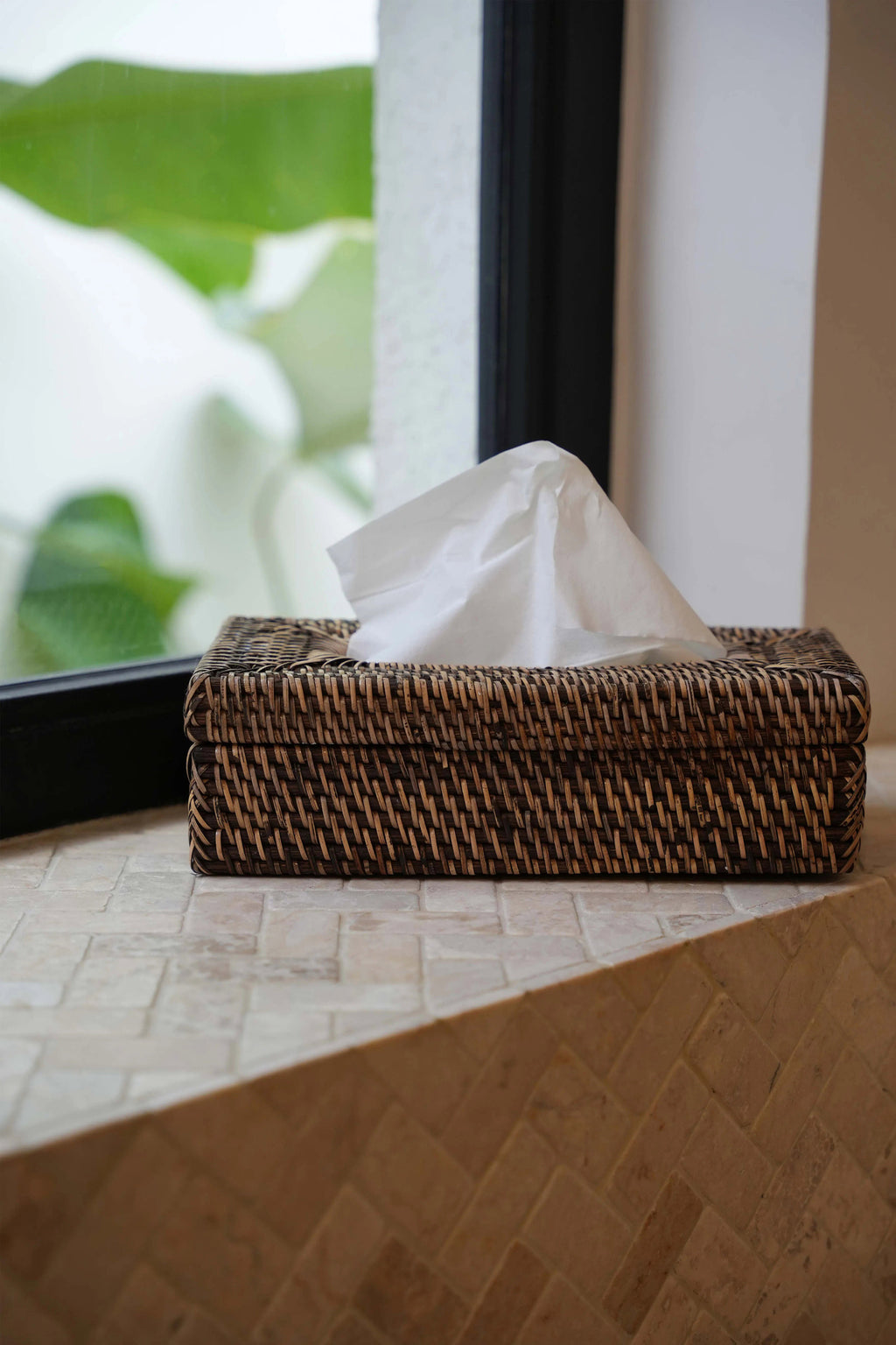 Colonial Tissue Box, Rattan Classic - Natural Brown