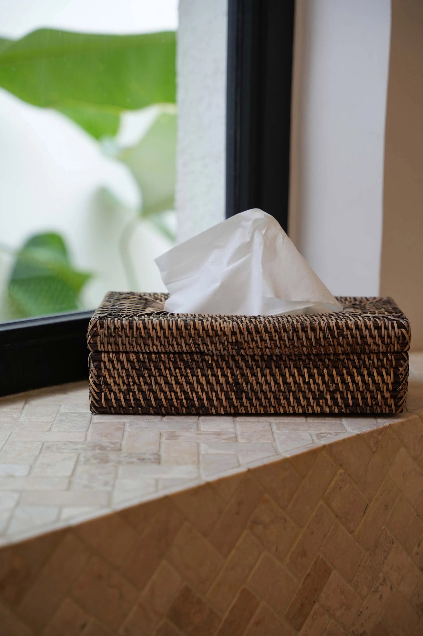 Colonial Tissue Box, Rattan Classic - Natural Brown