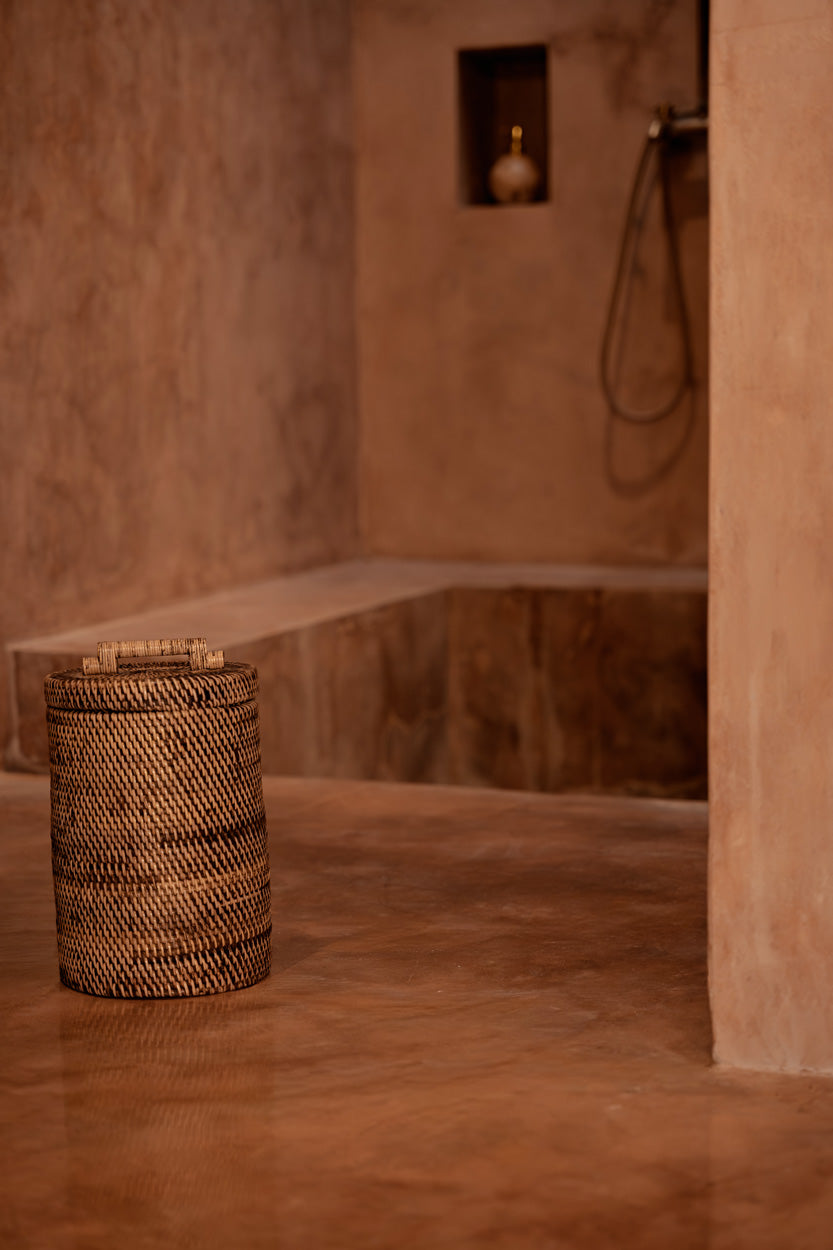 Colonial Bin High, Rattan,  Natural Brown