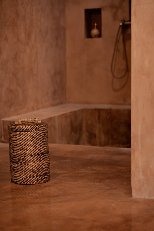 Colonial Bin High, Rattan,  Natural Brown