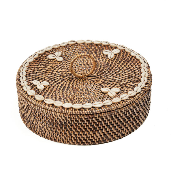Colonial Compartment Basket, Rattan - Natural Brown