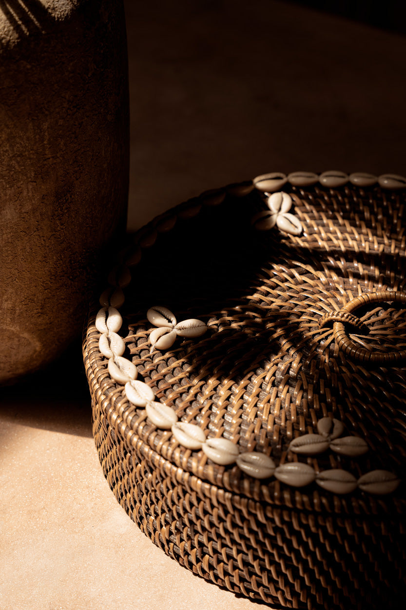 Colonial Compartment Basket, Rattan - Natural Brown