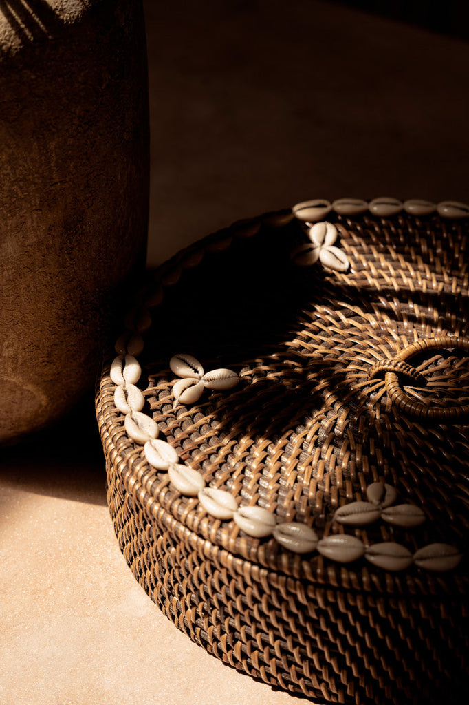 Colonial Compartment Basket, Rattan - Natural Brown