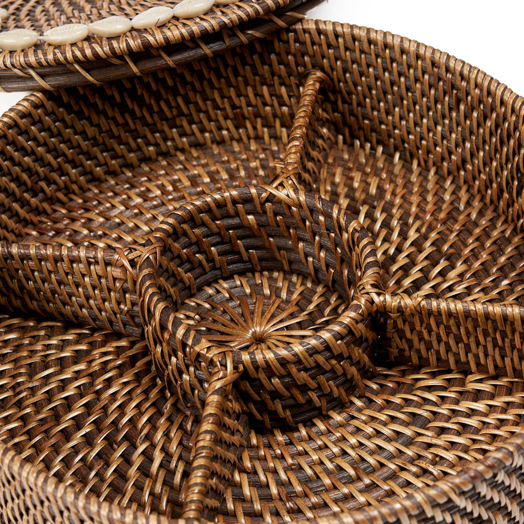 Colonial Compartment Basket, Rattan - Natural Brown